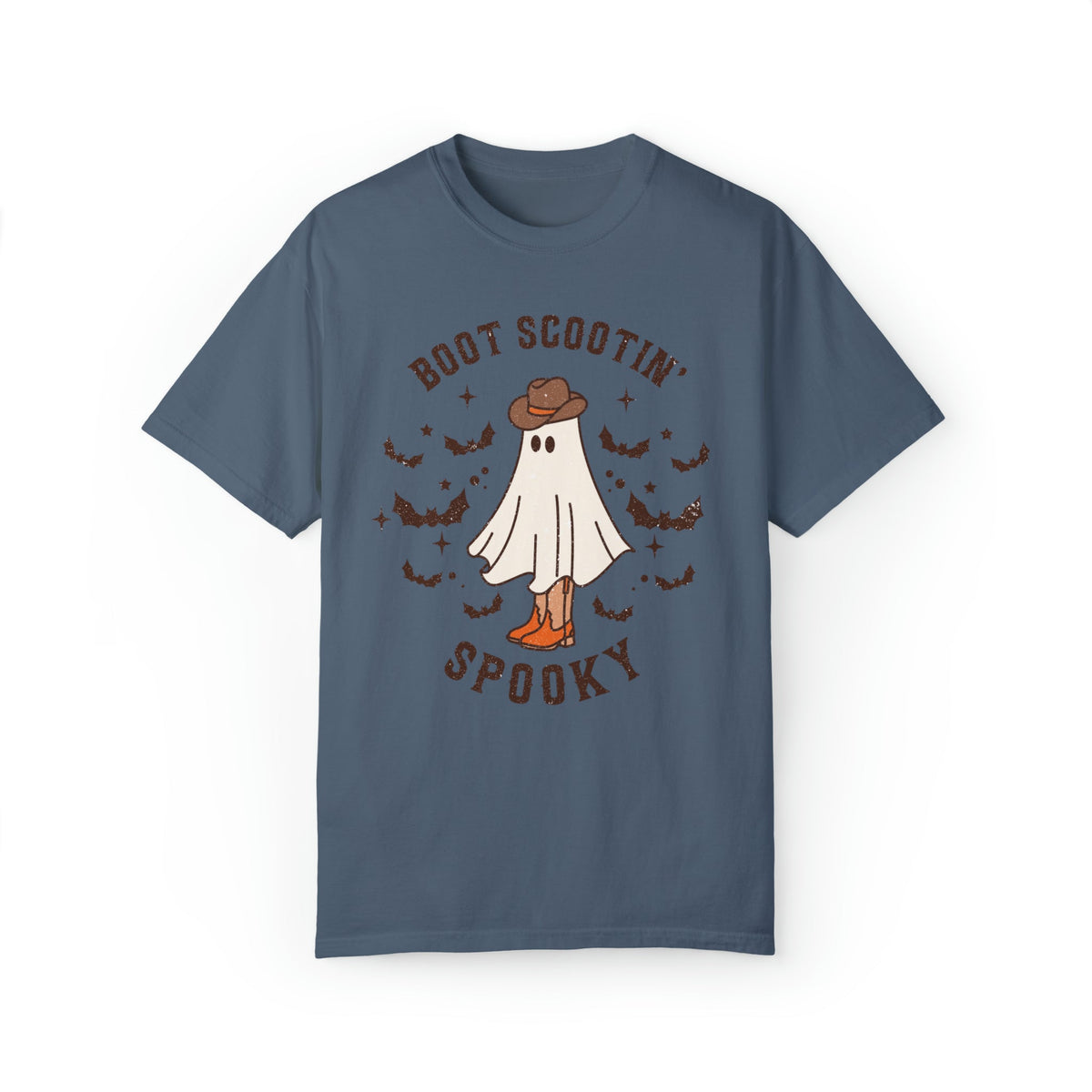 Unisex COMFORT COLORS Tshirt Boot Scootin Spooky, Western Halloween Cowboy Ghost
