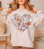 Unisex Sweatshirt Halloween Heart Doodles Cute Halloween Theme Shirt