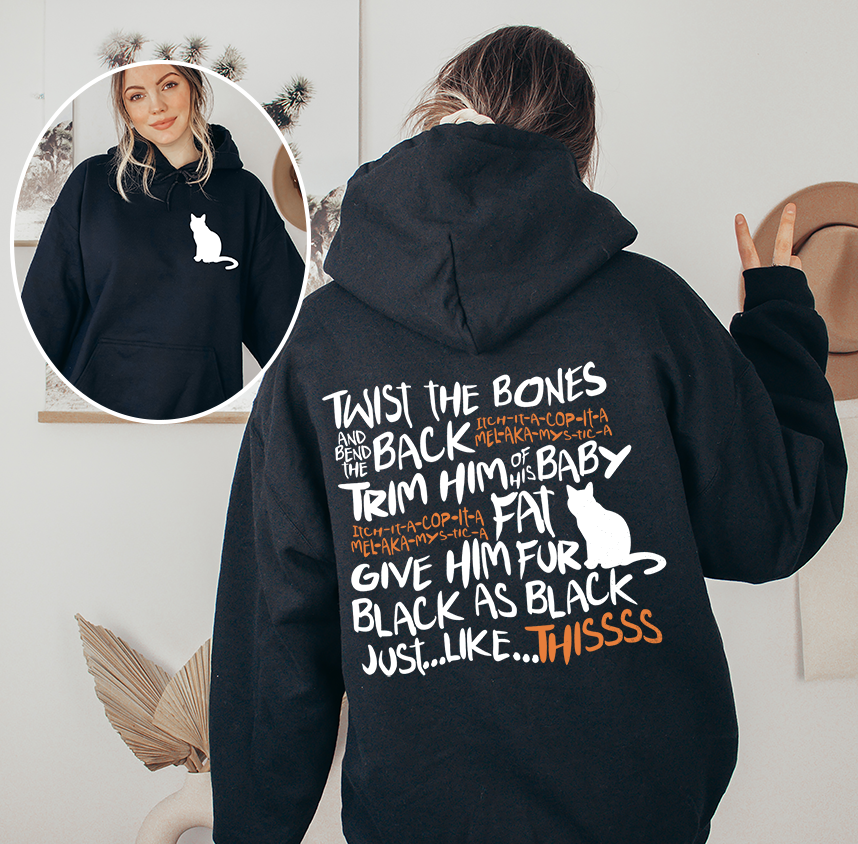 Unisex HOODIE twist the bone witch spell Hoodie, black cat lover Hoodie, witching funny hoodie