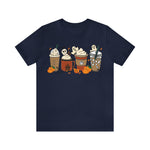 Unisex BELLA CANVA T-Shirt Cute Spooky Ghost Coffee, Halloween Pumpkin Spice Fall Drinks Latte